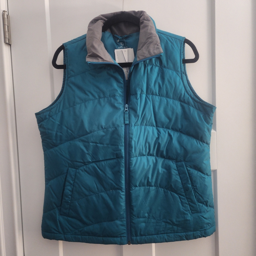 Lands' End Teal and Gray Women's Vest